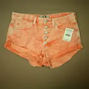 Free People Romeo Rolled Cuff Cut Off Denim Shorts Women's Sz 27 Sunny Peach NWT