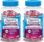 Digestive Advantage Daily Probiotic Gummies for Digestive Health & Gut Health, Probiotics for Men and Women (2x90 Count Bottles) - Superfruit Flavor