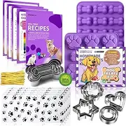 RUGVOMWM Dog Treats DIY Kit - BPA-Free Food Grade Silicone Molds & Cookie Cutters for Homemade Puppy Treats, 7 Vet-Approved Recipes with Paws & Bones Design