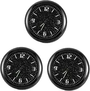 3pcs Car Luminous Clock Car Stick on Clock Stick on Car Clock Vehicle Clock Car Mini Clock Car Dash Clock Mini Round Clock Auto Mini Clock Truck Clock Tiny Clock Black Zinc Alloy