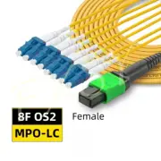 MPO Female to 4 LC Duplex 8F OS2 SM Optic Fiber Breakout Jumper Cable MPT to LC