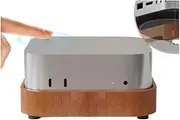 Rixavleo Wooden Stand for Mac mini M4 Pro - Solid Wood Docking Station, Brownish Tan Color, Cooling & Dustproof Raised Base