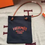 頂級二手 HERMES 經典 ALINE GROOMING BAG 海軍藍 帆布  手提袋 肩背袋 飼料袋 斜背袋