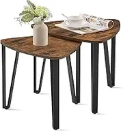 ZonComfort Industrial Nesting Coffee Tables Set of 2 - Small Stacking Side Tables with Metal Frame for Living Room, Bedroom - Modern End Tables