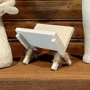 Wooden Manger for Nativity Creche ,Hand-Crafted,Willow Tree Compatible (white)