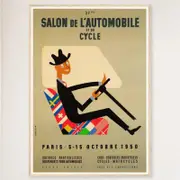 Galrie Vintage 1950s Salon de L'automobile Advertising Poster for Classic Car Lovers, Wood Frame, 50 x 70cm (20 x 28inch)