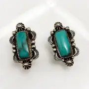 CHACO CANYON Sterling Silver Campitos Turquoise Rectangular Stone Earrings - NWT