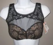 CALVIN KLEIN~SMALL~QF1793~Black LINGER Lightly Lined Mesh Wire Free Bralette