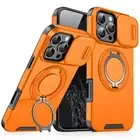 For iPhone 16e 16 ProMax 15 14 13 12 Magnetic Ring Stand Case w/Slide Lens Cover