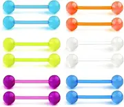[Briana Williams] 14G Tongue Rings Flexible Acrylic Straight Barbell Tongue Nipple Rings Plastic Tongue Nipplerings Piercing Retainer for Women