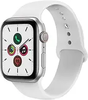 for Apple Watch Band 38mm 40mm 41mm 42mm 44mm 45mm 46mm 49mm Soft Silicone Sport Strap Compatible for Apple iWatch Ultra Series 10/9/8/7/6/5/4/3/2/SE 2/SE(White,44/45/46/49/42mm(Series 3 2 1)-M/L)