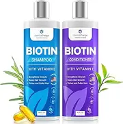 Organic Argan Oil and Biotin Hair Growth Shampoo Conditoiner Set - Sulfate Free - Support Regrowth Volumizing & Moisturizing Soft on Curly & Color Treated Hair for Men and Woman