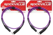 2 Rockville RCXMB3-P Purple 3' Male REAN XLR to 1/4'' TRS Balanced Cables