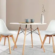 Artiss Dining Table Round White Coffee Tables Side Buffee Desk Lounge Desks Home Living Room Bedroom Kitchen Office Cafe Restaurant Furniture, 4 Seater 90cm Wide, Wooden in 73cm Height