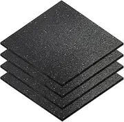 HCE 15mm Thick Gym Flooring Mats，4PCS High Density Rubber Exercise Mat Exercise Workout Equipment Ground Mat for Home Gym Mats Exercise Gym Flooring Fitness Mat (Black with Grey dots)