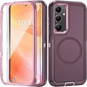 Mobile Phone Case for Samsung Galaxy S24 Plus Case with Screen Protector, 360° Shockproof Robust Armour Case for Samsung S24 Plus Case Cover Protective Case with Magnetic (Purple, for Samsung Galaxy