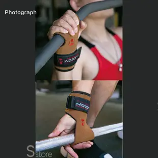 S-SportPlus+健身手套 助力帶 拉力帶 助握帶 牛皮助力帶 重訓手套 助力手腕 單槓手套 (6.6折)