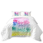 Positive Motto Colorful Pastel Live Love Travel Coverlet