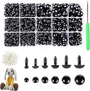 TZAONEN Safety Eyes 350Pcs 6-14 mm Plastic Safety Eyes Craft Eyes with Washers for Amigurumi Stuffed Animal Crochet Projects Teddy Bear Puppet Toys DIY Crafts Making, BLACK