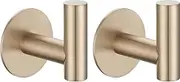 JQK Self Adhesive Towel Hook Champagne Bronze, No Drill Stick on Coat Robe Clothes Wall Hook for Bathroom 2 Pack, 304 Stainless Steel, ATH110-CB-P2