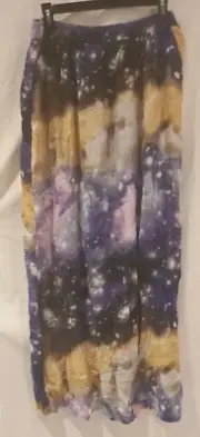 SUPRE GALAXY PURPLE AND YELLOW PRINTED WOMEN SKIRT SIZE XL