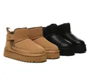 AUSTRALIAN SHEPHERD® UGG Boots Sheepskin Wool Zipper Ankle Platform Arya - Chestnut / AU Ladies 4 / AU Men 2 / EU 35