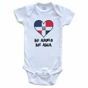 My Grandpa Loves Me Spanish Language Dominican Republic Flag Heart Baby Bodysuit