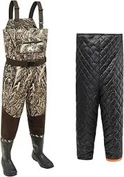 [8 Fans] Breathable Hunting Waders,1000G Insulation Boots with Removable Insulated Liner for Duck Hunting (Realtree Max5, 7-14)