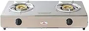 Auscrown Double Wok Burner Cooker LP Gas with Flame Failure Device, Silver, CK802PG-S