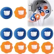 QPOIBSD 10 Pcs Box-Packed Pet Hair Remover for Laundry, Laundry Pet Hair Catcher, Washing Machine Hair Catcher, Washing Balls Dryer Balls for Clothing Dog Cat Pet Fur Remover（Orange+Blue）