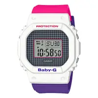 在飛比找蝦皮商城優惠-【CASIO】BABY-G 復古格紋方框撞色電子錶-白X桃紅