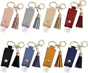 MEABEN 8 PCS 30ML Hand Sanitizer Leather Keychain Holder Bottles Travel Empty Hand Sanitizer Squeeze Containers, Multicolor, Small (8 Count)