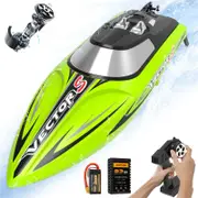 Catzon Brushless RC Boats High Speed with Rechargeable Battery for Lakes-Green
