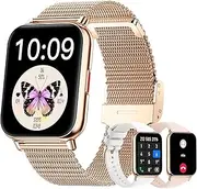 Smart Watch(Answer/Make Calls), 1.85" Large Screen Fitness Watch for Women Men,100+ Sports Modes,3 Watch Bands Sleep TrackerWaterproof Smartwatch Compatible with Android iOS