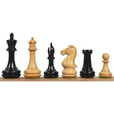 4.1" Chamfered Base Staunton Chess Pieces Only set - Ebony Wood
