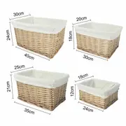 Clevinger 4 Piece Wicker Storage Baskets With Liner Set Home Bathroom Bed Colthes Socks