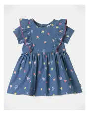 [Sprout] Floral Chambray Dress in Blue
