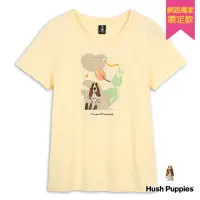 在飛比找momo購物網優惠-【Hush Puppies】女裝 T恤 印幾何繡花朵刺繡狗短