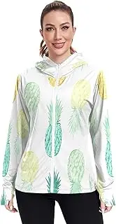 [RPLIFE] Fresh Pineapple Mix White Athletic Hoodie Upf 50+, Long Sleeve Zip up Hiking Jacket