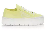 Prada Yellow Nylon White Platform Lug Sole Flat Low Top Trainer Sneaker 39