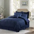10 Piece Bed In A Bag Comforter Set Reversible Luxury All Season Queen/King Size