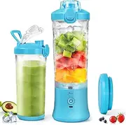 Blender Smoothie Maker, 600 ml Portable Mixer for Shakes and Smoothies, with 6 Ultra Sharp Blades, Strong Cutting Performance, 4000 mAh Portable Blender, 25 Cups Juice Squeezing for Travel, Fitness