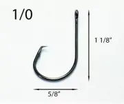 PACK OF 100 Size 1/0 TACKLEWORKS Circle Non Offset Inline Fishing Hooks 7381
