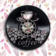 Coffee cup vinyl wall clock 12 inches gift coffee decor, coffee lover gifts