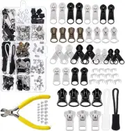 252 PCS Zipper Replacement, Zipper Repair Kit with Zipper Install Pliers Tool
