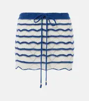 [Bananhot] Bananhot Coco striped open-knit cotton-blend miniskirt XS/S white