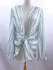 SHOW ME YOUR MUMU Felicity Flutter Womens Top Teal White Stripe NWT Sz M