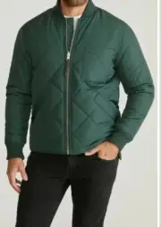 Robert Graham Men's Green/Brown Reversible Quilted Bomber Jacket NWT Size M