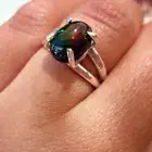 Certified Natural 2Ct Oval Black Opal Split Shank Engagement Ring in 14k Gold