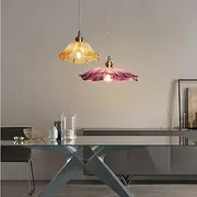 Pendant Light E27 Base Single Head Decoration Stained Glass Chandelier Lampshade Nordic Creative Style Lighting Fixtures Balcony Meeting Room Cafe Hanging Lamp